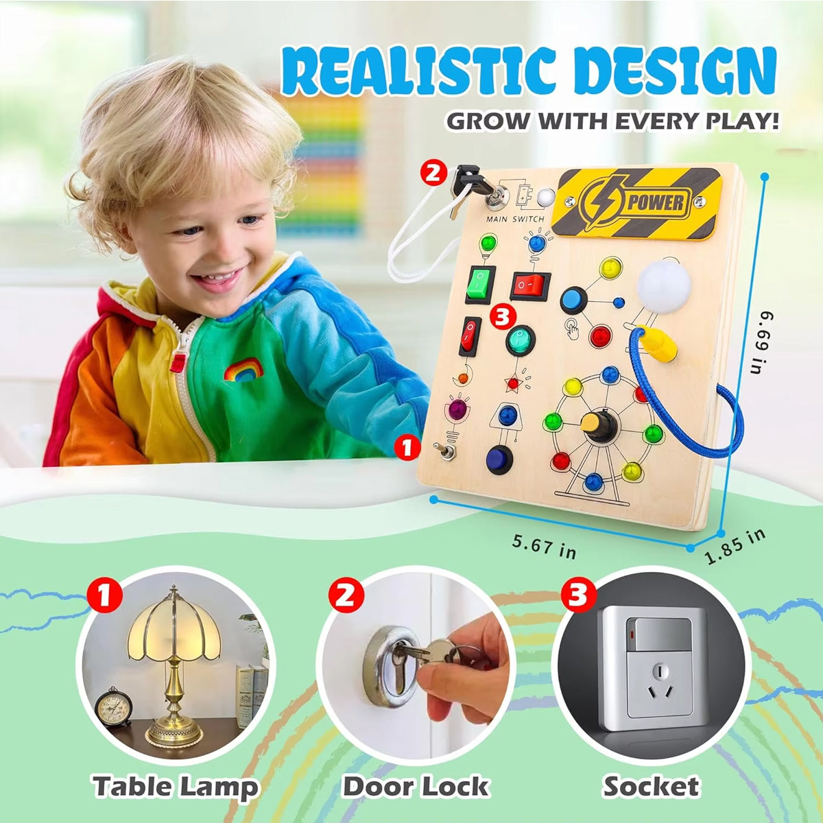 Montessori Wooden Switch Busy Board