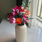 Pink Flower Building Block Ornament For Valentine's Gift