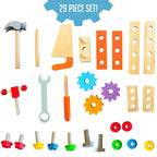Kids Wooden Tool Bench Workbench Set, Montessori Construction Toy for Boys Ages 3+