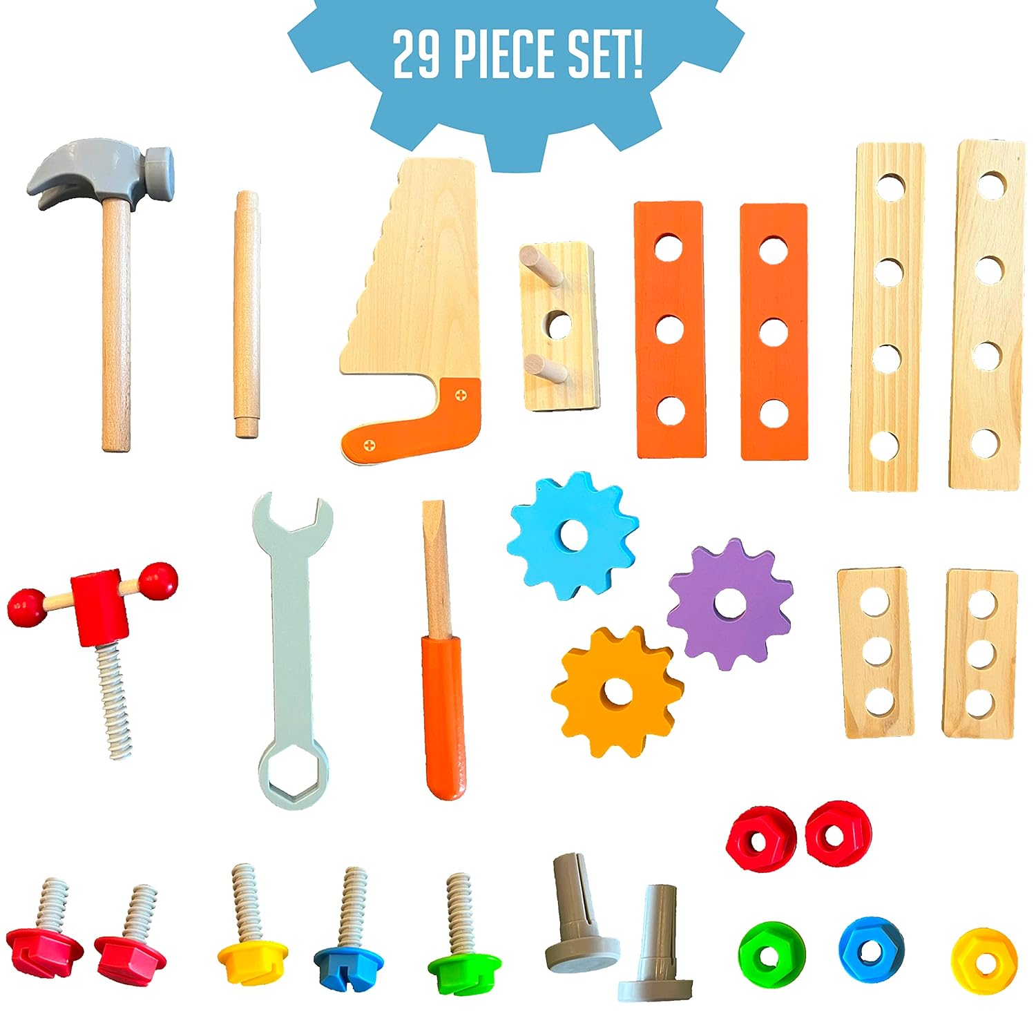Kids Wooden Tool Bench Workbench Set, Montessori Construction Toy for Boys Ages 3+