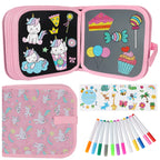 Erasable Magic Doodle Book Reusable Blackboard with Pens Kids Coloring Set