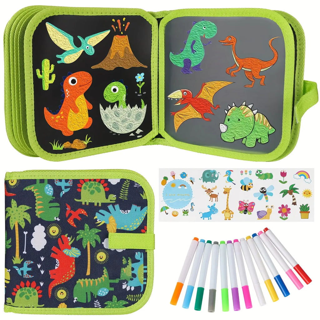 Erasable Magic Doodle Book Reusable Blackboard with Pens Kids Coloring Set