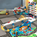Dinosaur Race Track Playset with 10 Mini Cars & Parking Garage
