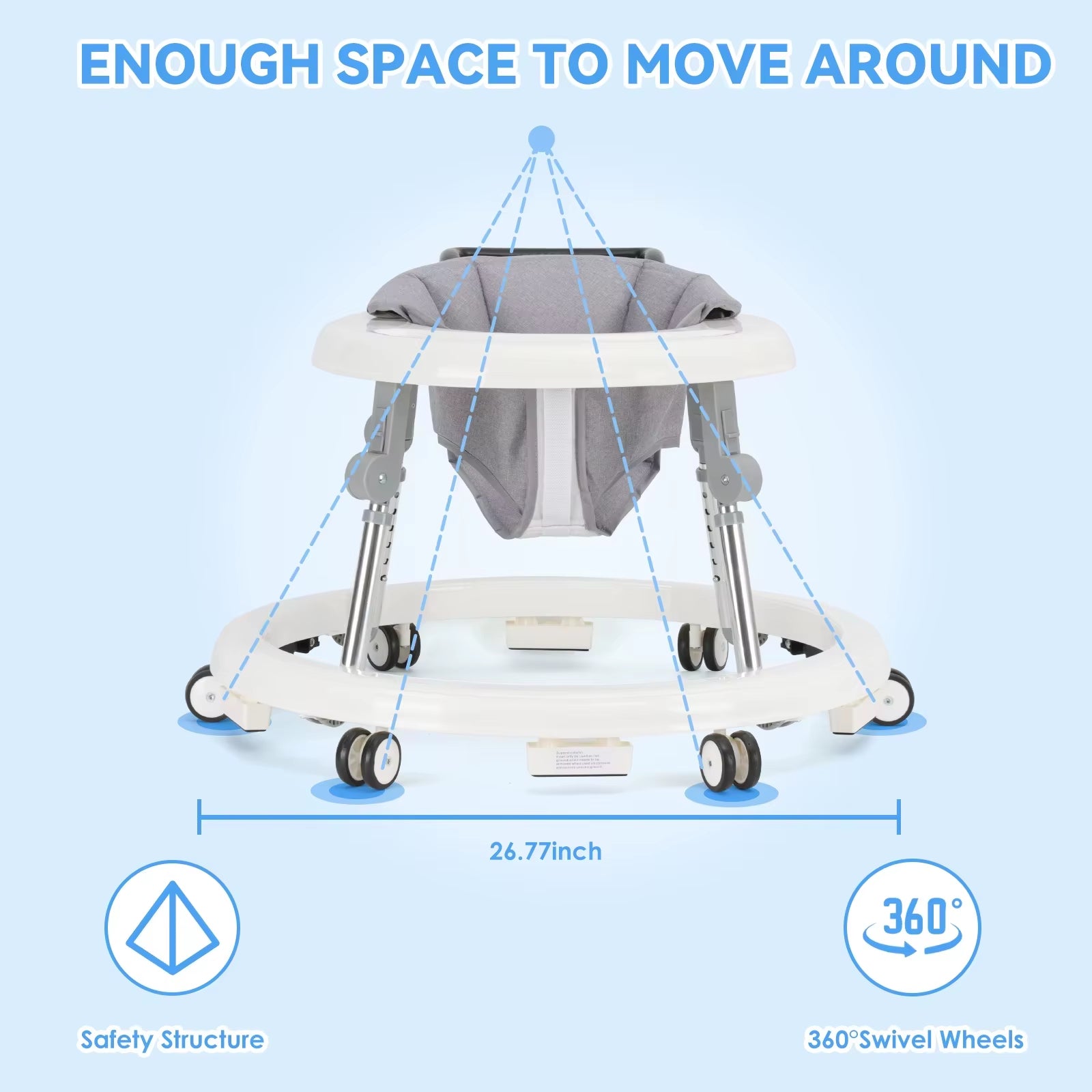 Foldable Anti-Rollover Baby Walker