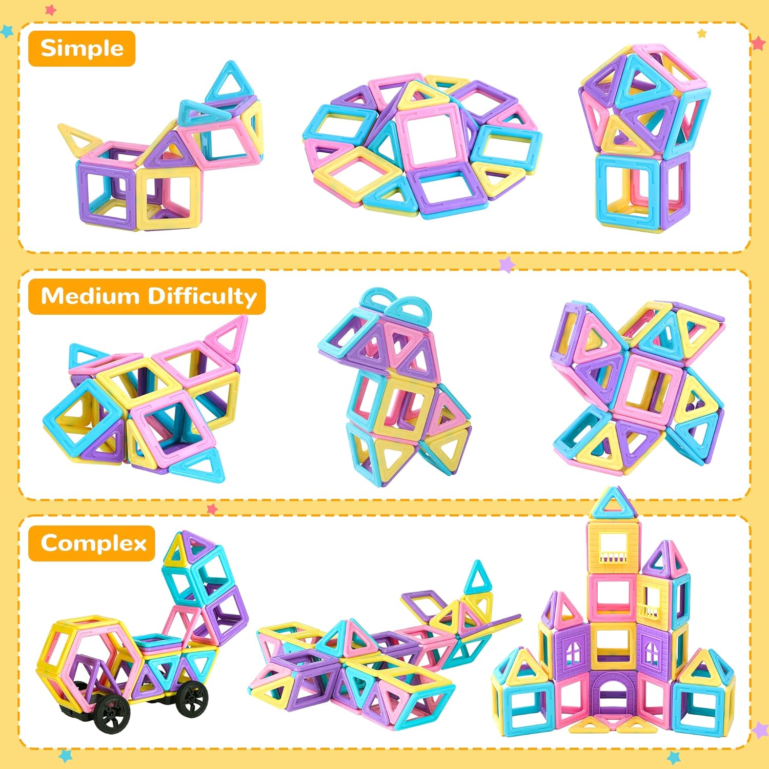 Magnetic Building Blocks Tile Set for Kids – ABS STEM Construction Toy 70/76/86 Pcs, Ages 3+