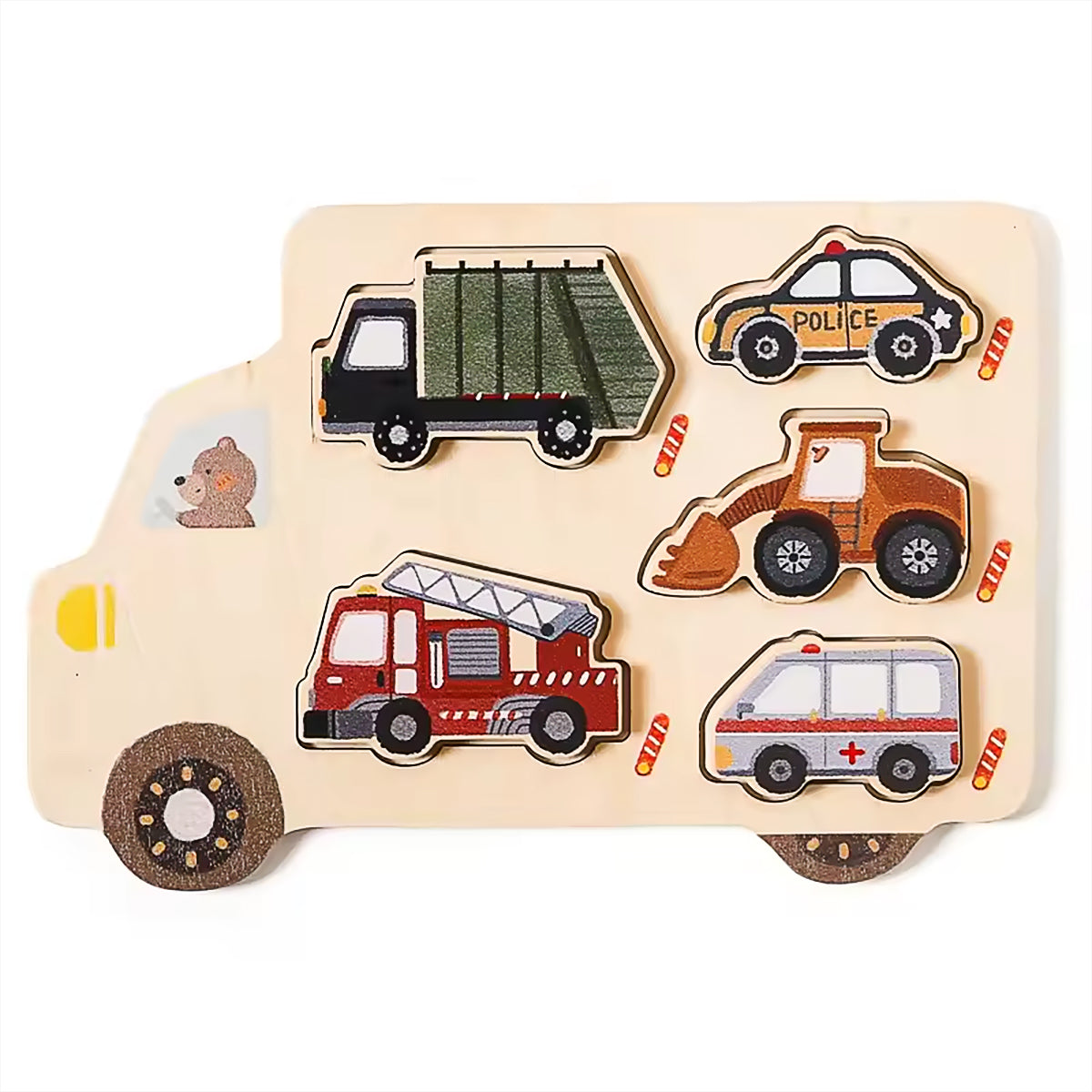 Montessori Wooden Traffic Car Puzzle