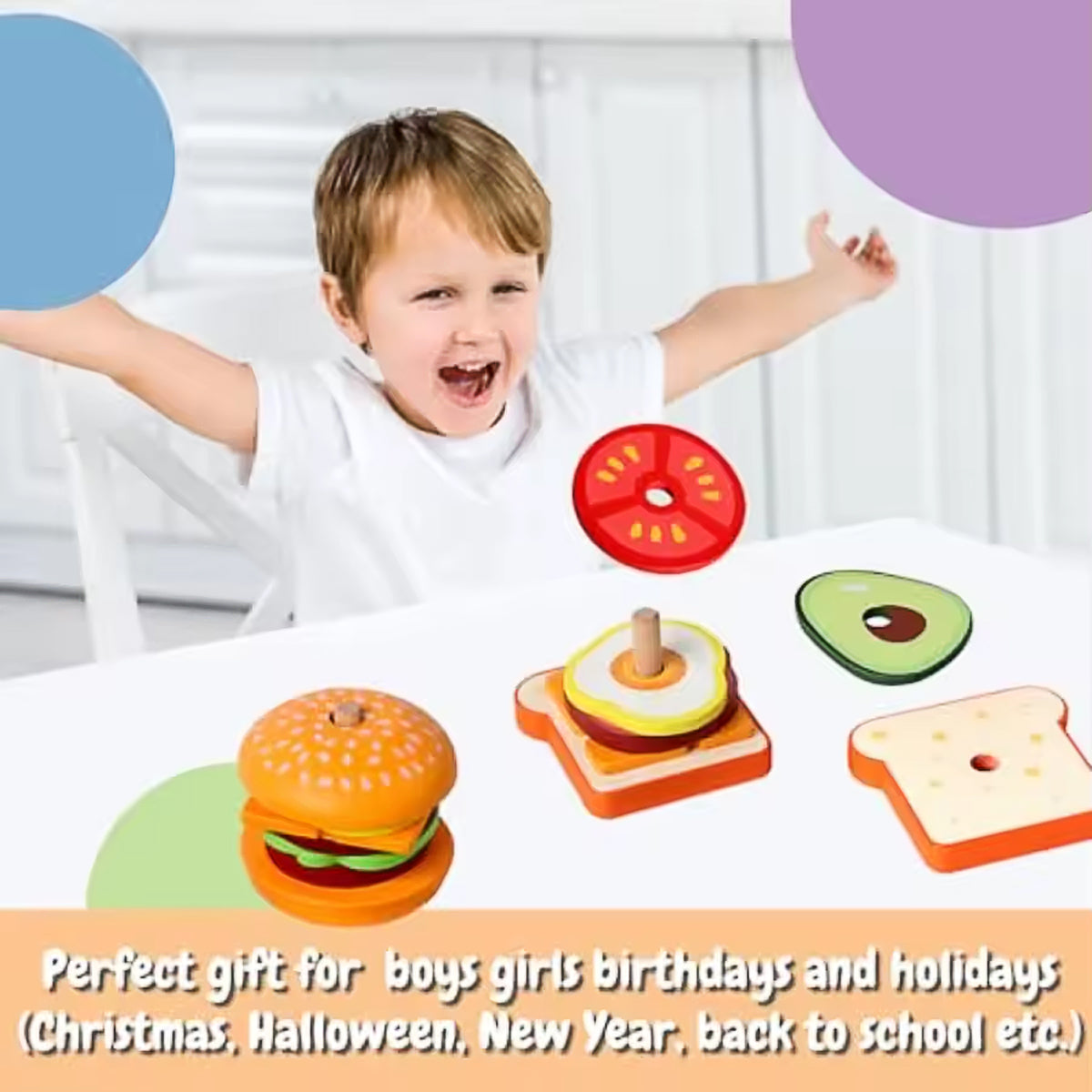 Montessori Wooden Burger Stacking Toy