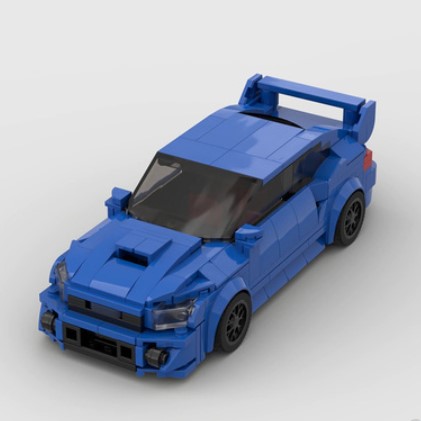 Kids Building Blocks Sports Car Assembly Set - Blue Subaru WRX Sti