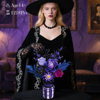 Dark Bouquet Building Block Set With Vase, 1218 Pieces
