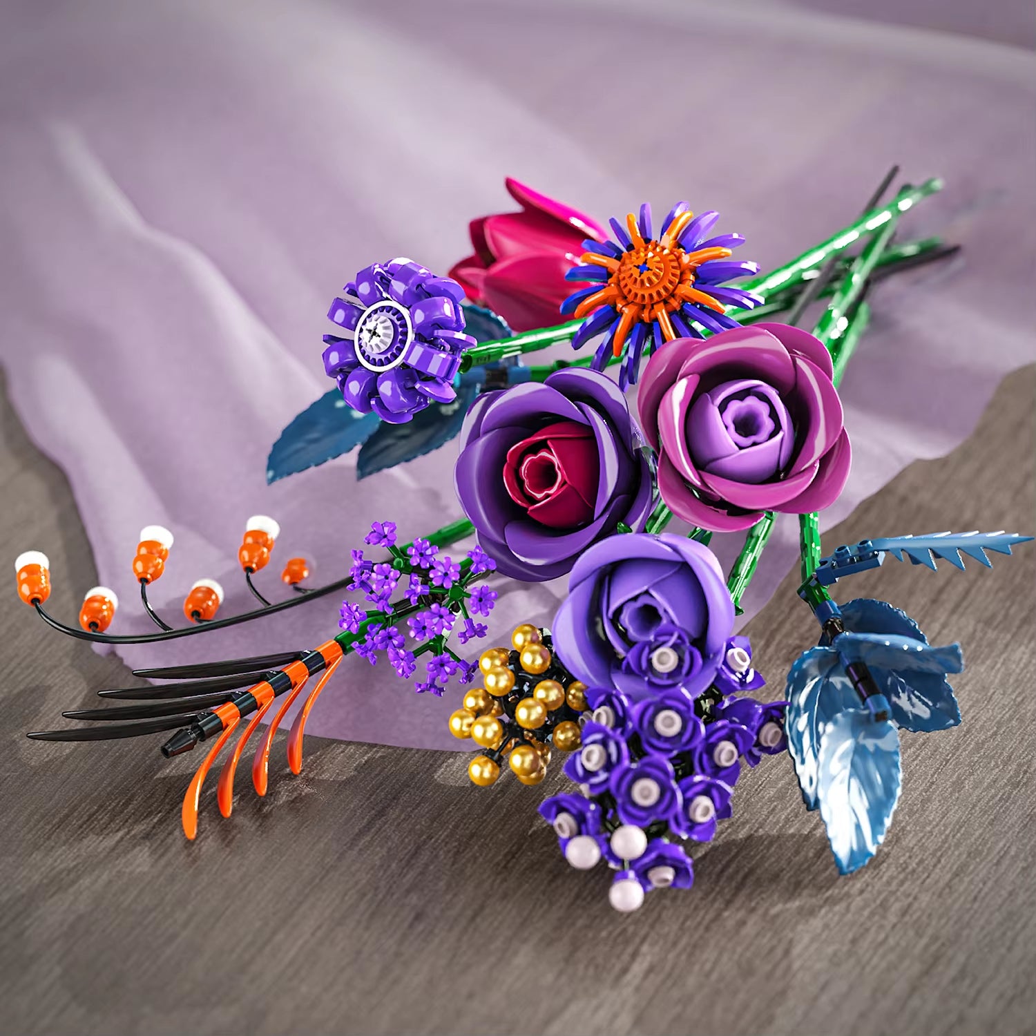 12 Styles Pretty Flower Building Blocks Rose Valentine's Lavender Lily Of The Valley Tulip Bricks DIY Home Ornaments