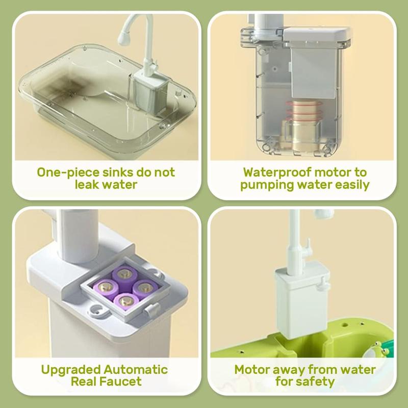 Kids Electric Kitchen Sink Toy Set with Running Water Pretend Play Gift