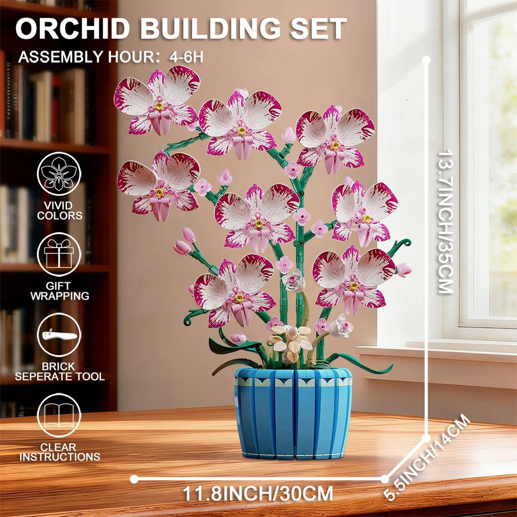 Orchid Potted Plant Building Block Set For Home Decor