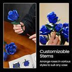 Blue Rose Flower Building Block Set, Adult DIY Gift