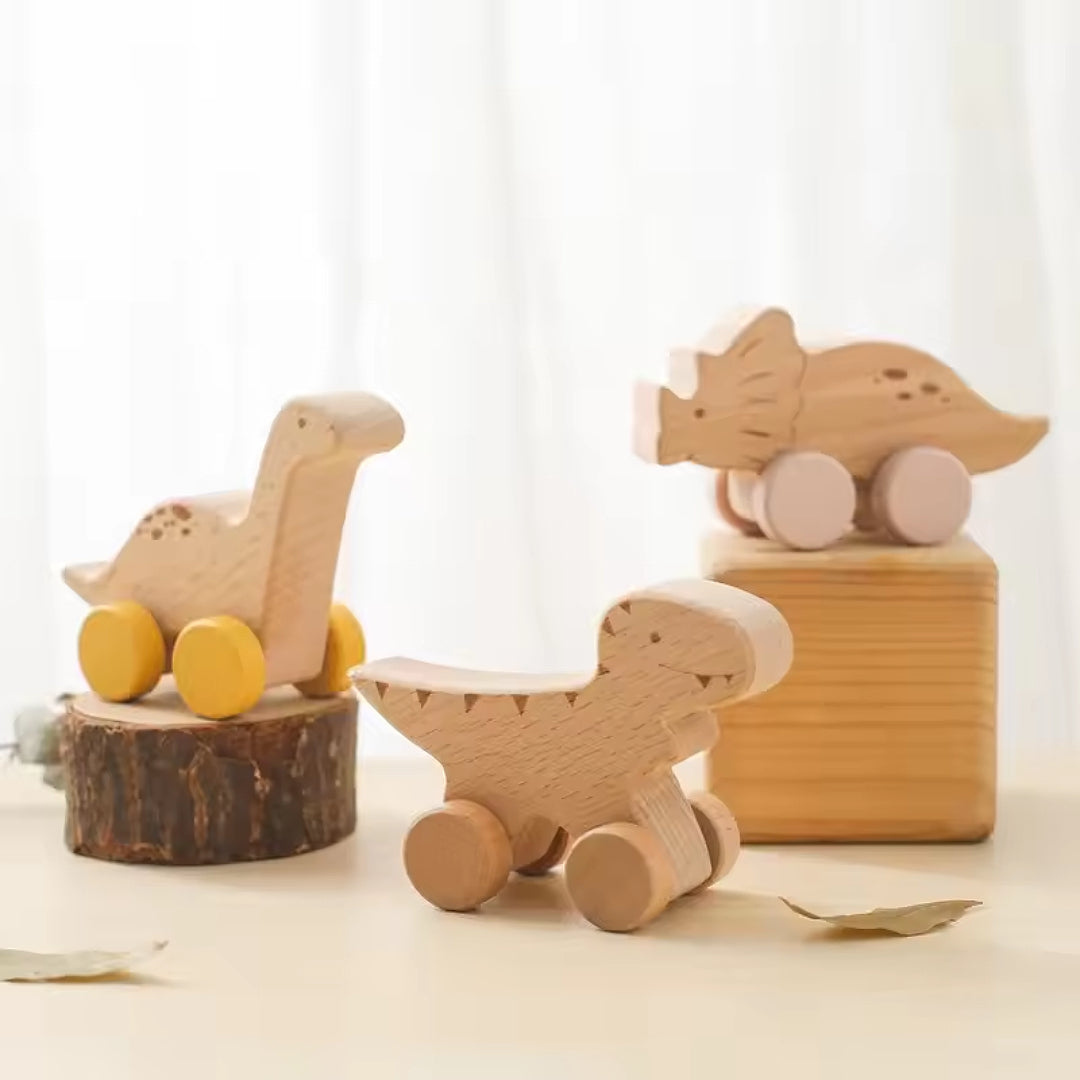 Montessori Wooden Dinosaur Car Toy