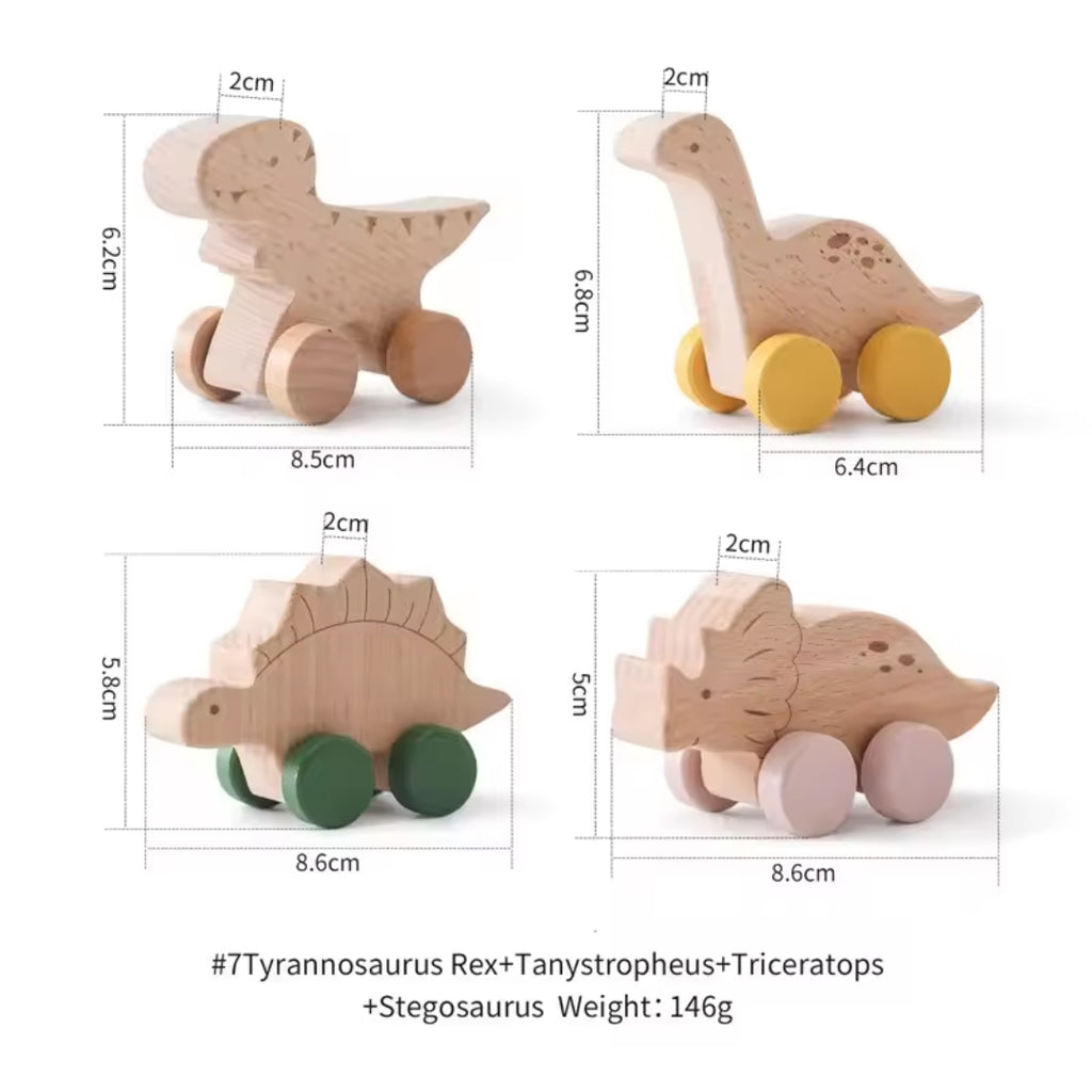 Montessori Wooden Dinosaur Car Toy