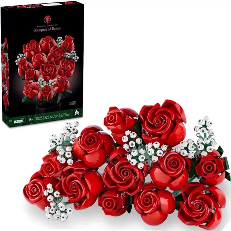 Building Blocks Valentine's Day Gift for Women/Men,for Home Decor Gifts for Anniversary 968PC Romantic Rose Flower Bouquet