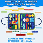 7-in-1 Felt Busy Board 16 Life Skills Activities Montessori Toy for Toddlers