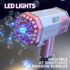 40-Hole Automatic Bubble Machine Gun for Kids with LED Lights, Outdoor Toy