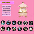 Kawaii Carousel Star Projector Night Light 12 Films Sound Machine for Kids