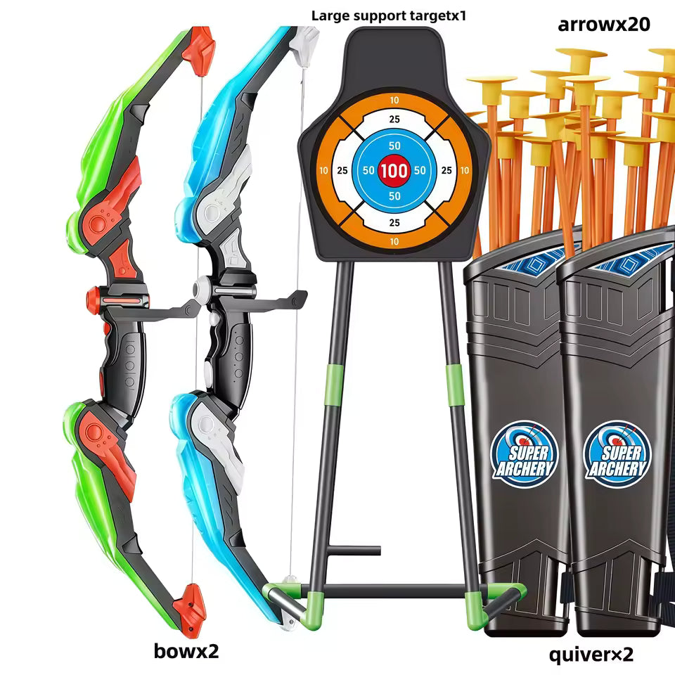 Kids LED Light Bow and Arrow Archery Set 10 Suction Cup Arrows with Target Stand