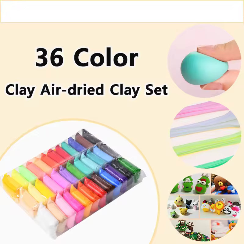 Kids Ultra Light Air-Dry Clay Set Non-Toxic Modeling Clay 12/24/36 Colors