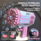 40-Hole Automatic Bubble Machine Gun for Kids with LED Lights, Outdoor Toy
