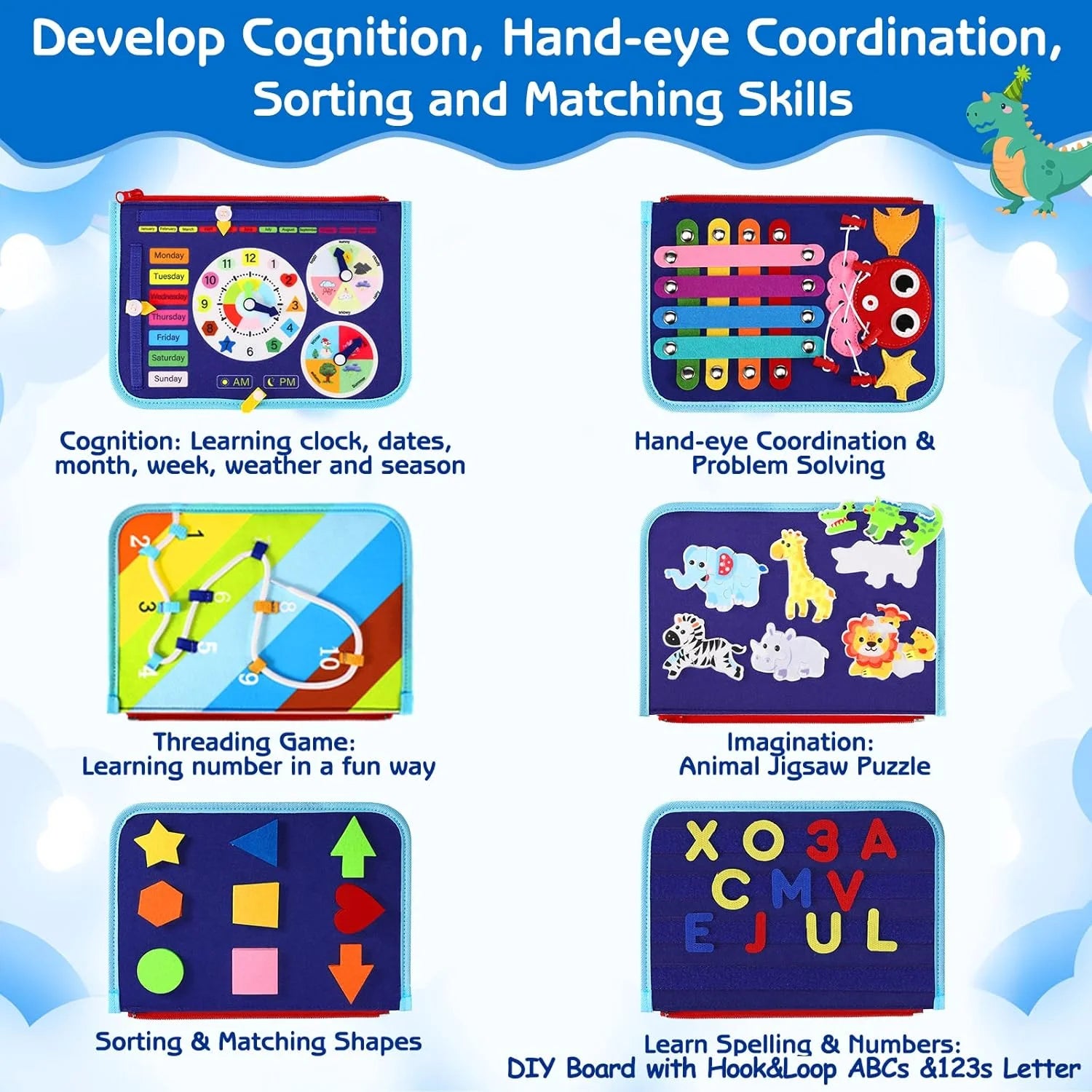 Felt busy board zipper buckle gear activities