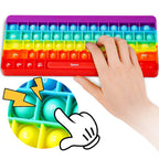Rainbow Keyboard Pop It Fidget Toy – Silicone Sensory Bubble Popper for Kids