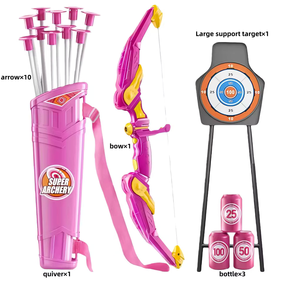 Kids LED Light Bow and Arrow Archery Set 10 Suction Cup Arrows with Target Stand