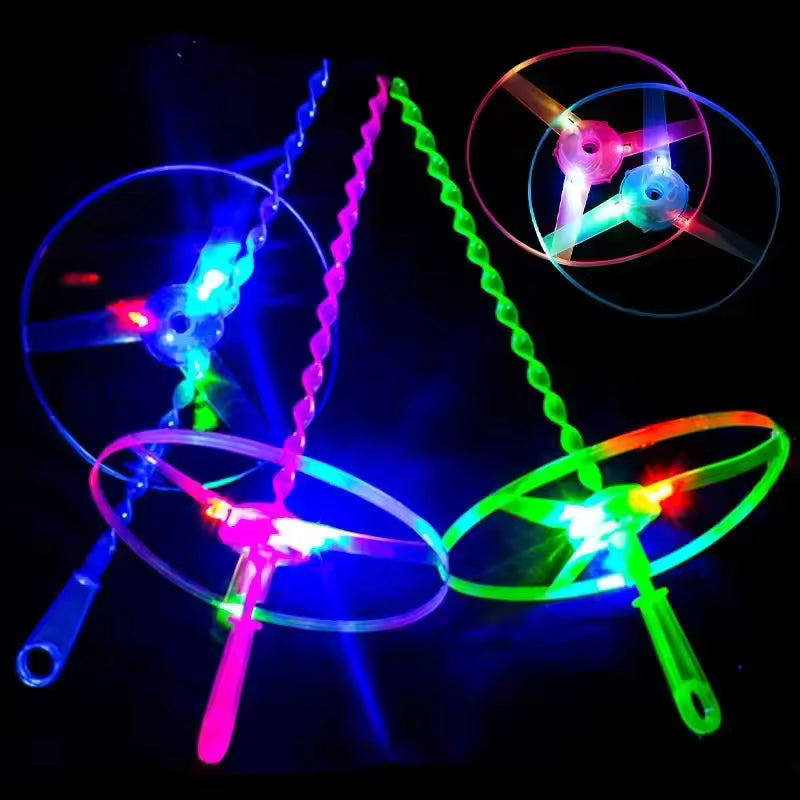 Kids LED Light-Up Flying Saucer Push Launcher Toy