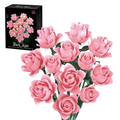 Pink Rose Flower Building Block Bouquet For Adults