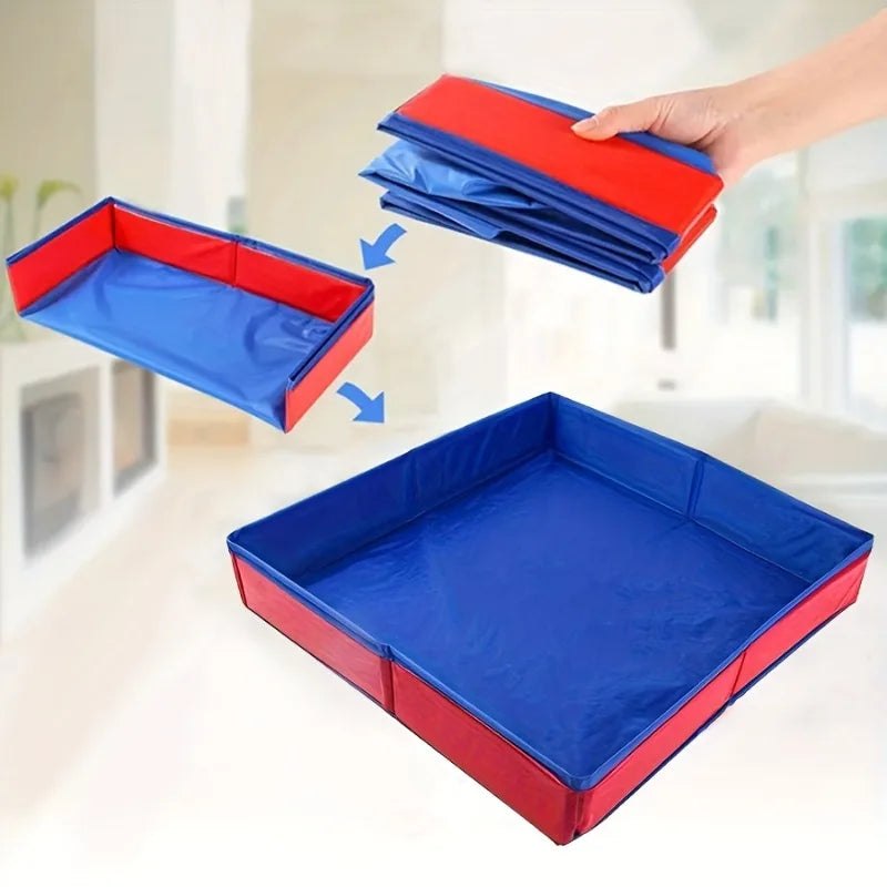 Foldable Sensory Sand Tray for Toddlers – Portable Cloth Sandbox Bin for Indoor Play with Sand & Beads