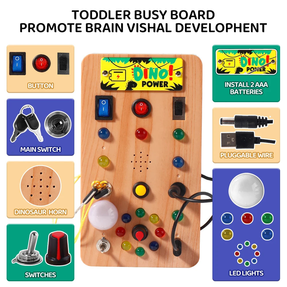 Montessori Busy Board with LED Switches