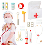 Wooden Doctor Pretend Play Set With Storage Bag For Kids