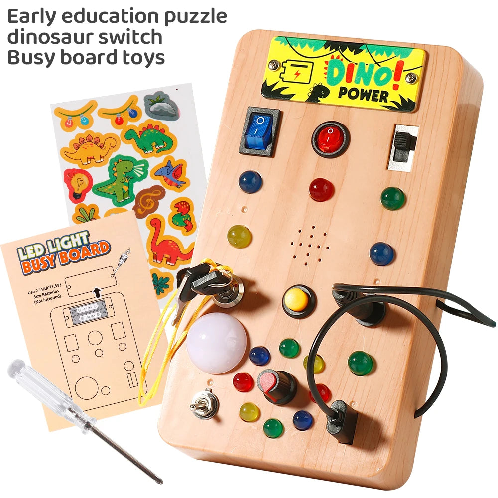 Montessori Busy Board with LED Switches