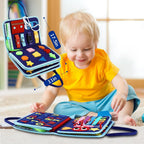 Montessori toy busy board blue pink