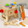 Kids Wooden Tool Bench Workbench Set, Montessori Construction Toy for Boys Ages 3+