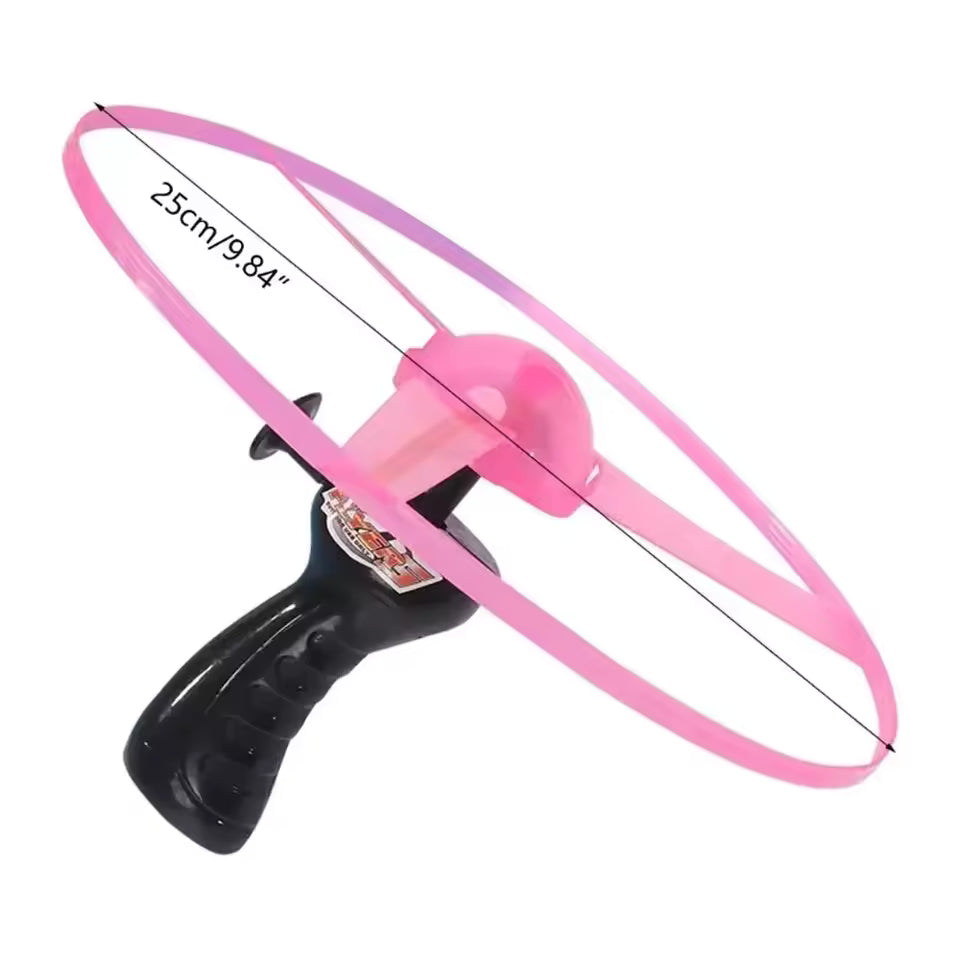 Kids Luminous LED Flying Disc UFO Toy, Pull String Glow Spinning Top Outdoor Toy