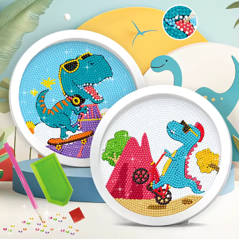 Kids DIY Round Diamond Painting Kit, Unicorn Mermaid Cartoon Mosaic Craft Set
