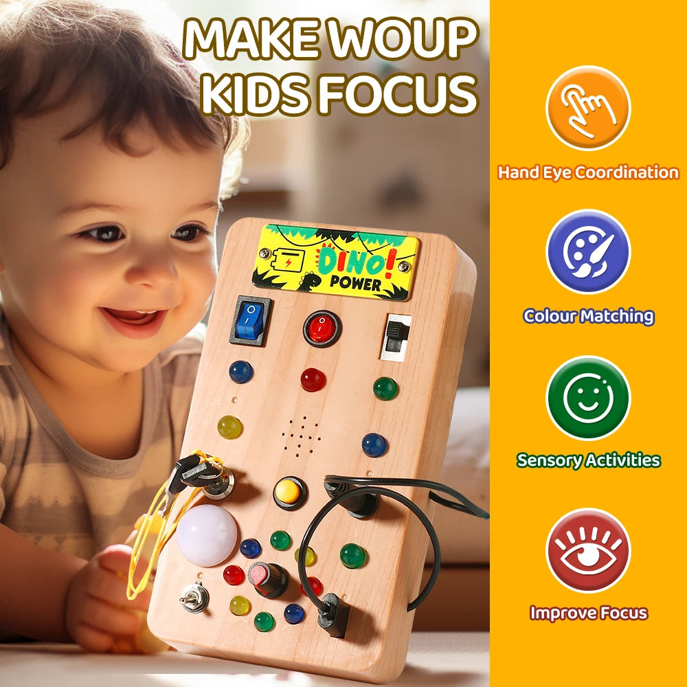Montessori Busy Board with LED Switches