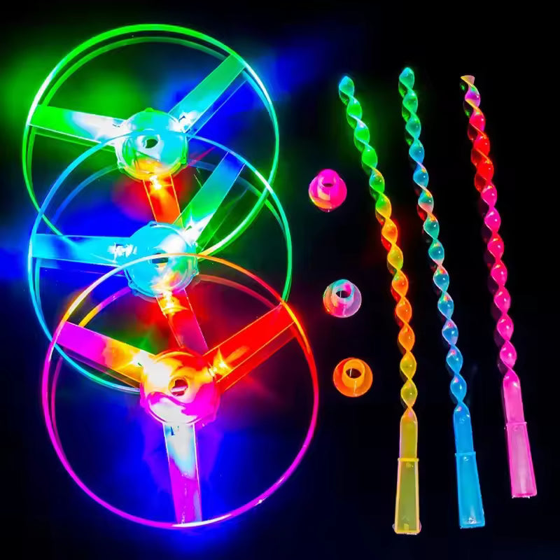 Kids LED Light-Up Flying Saucer Push Launcher Toy