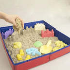 Foldable Sensory Sand Tray for Toddlers – Portable Cloth Sandbox Bin for Indoor Play with Sand & Beads