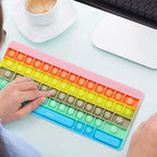 Rainbow Keyboard Pop It Fidget Toy – Silicone Sensory Bubble Popper for Kids