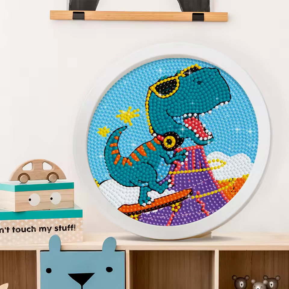 Kids DIY Round Diamond Painting Kit, Unicorn Mermaid Cartoon Mosaic Craft Set