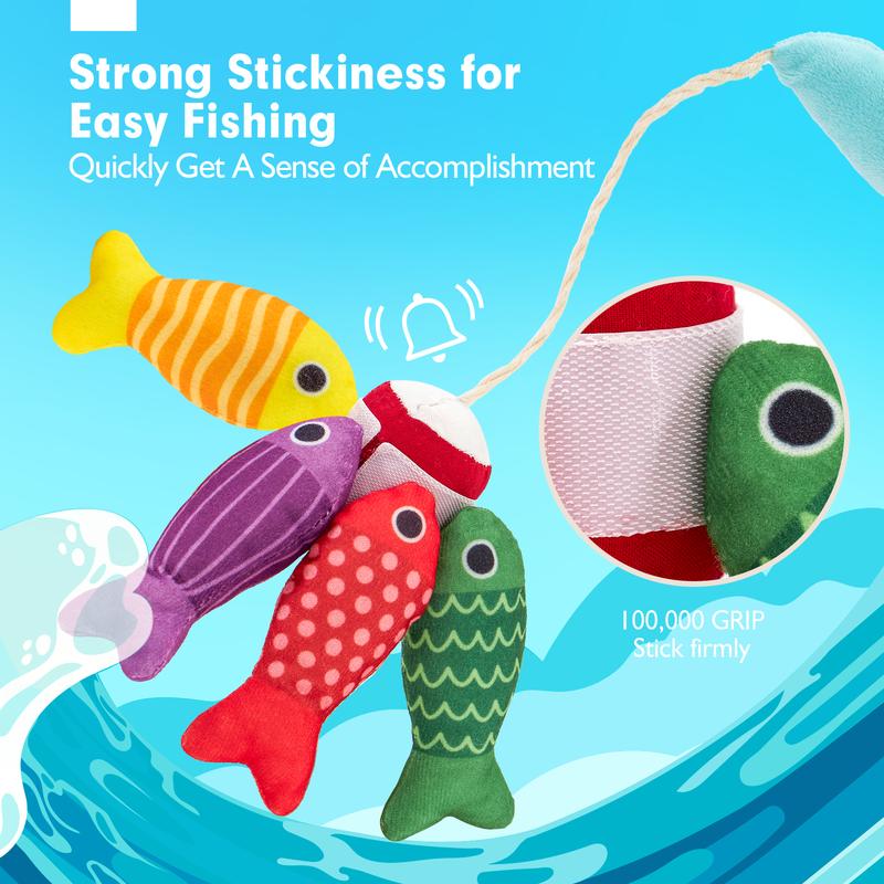 Montessori Fishing Game Toy Set with Stacking Cups Color Sorting Number Counting