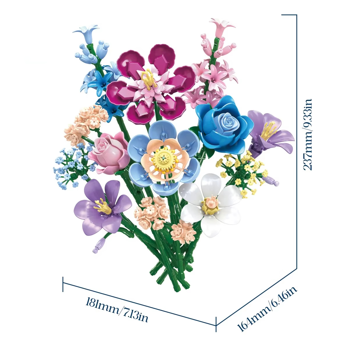 730PCS Rose Hyacinth Gypsophila Flower Bouquet Building Blocks Preserved Flower Model Bricks Desktop Deco Kids Toy Holiday Gift