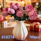 Pink Rose And Star Bouquet Building Block Set