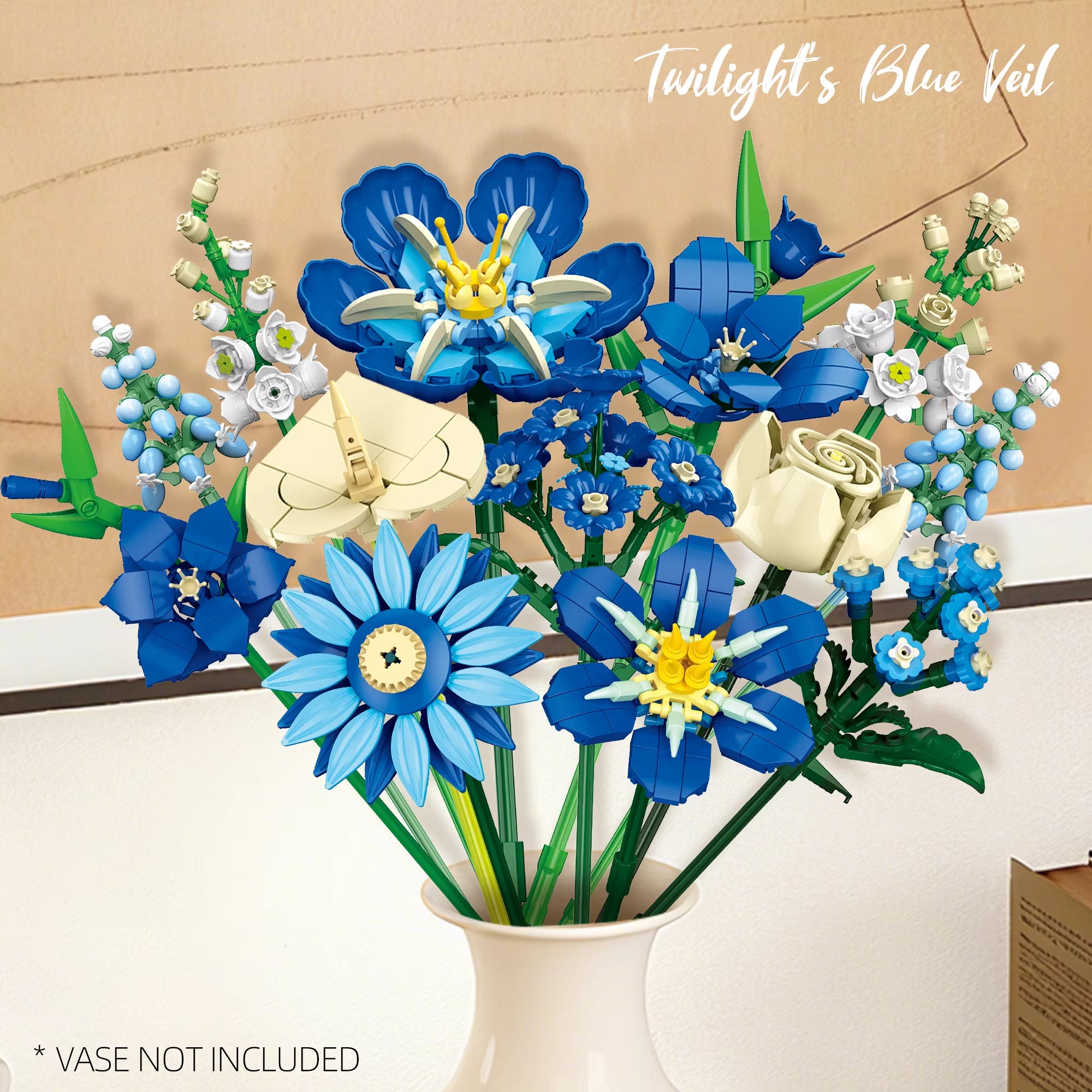 Midnight Blue Tulip Flower Set 766 PCS, DIY Building Model for Room Decor, Perfect Back-to-School & Birthday Gift
