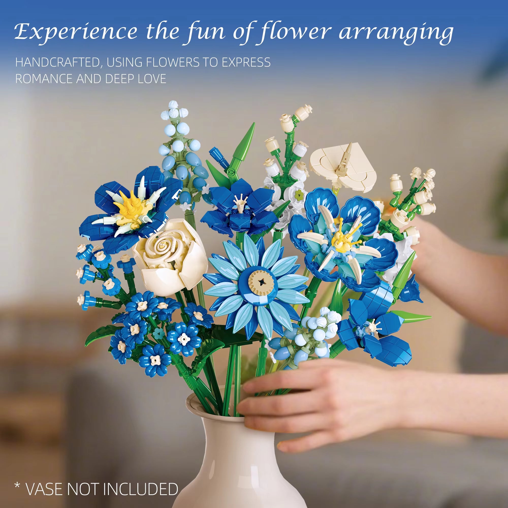 Midnight Blue Tulip Flower Set 766 PCS, DIY Building Model for Room Decor, Perfect Back-to-School & Birthday Gift
