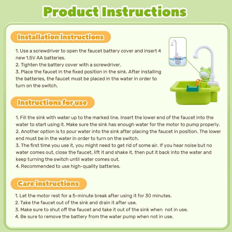 Kids Electric Kitchen Sink Toy Set with Running Water Pretend Play Gift